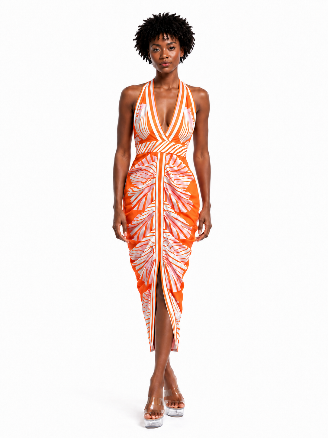 Tropical Sunset Halter Dress M