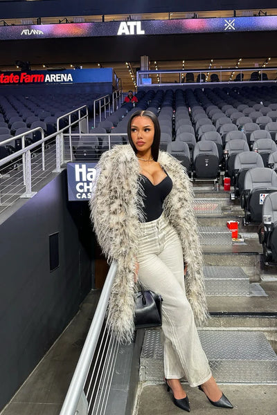 Grand Bazaar Faux Fur Coat - Ivory/combo - On the Runway Fashion