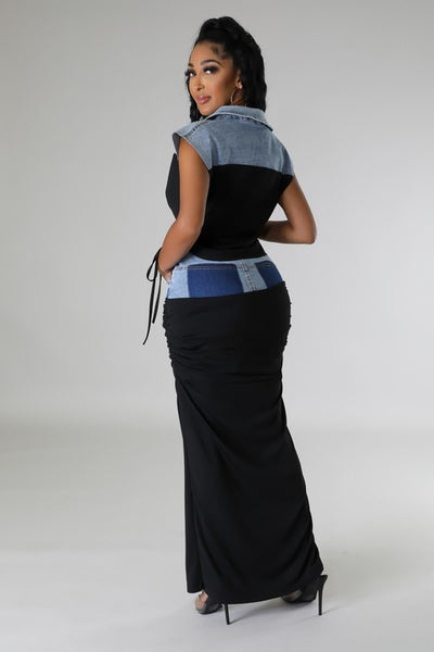 stylish denim skirt set - On the Runway Fashion