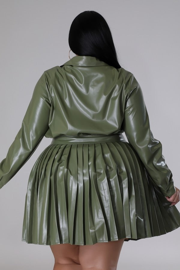 Faux pleated skirt set 3x
