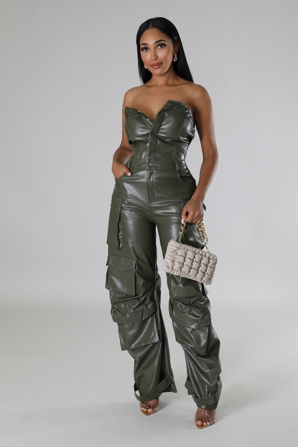 Faux Leather Cargo Jumper - On the Runway Fashion