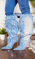 Denim Abstract Bling Point Toe