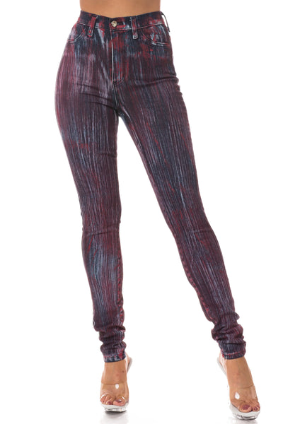 Super High Waisted Brush Painted Skinny Jeans - On the Runway Fashion