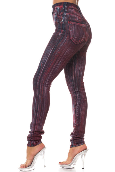 Super High Waisted Brush Painted Skinny Jeans - On the Runway Fashion