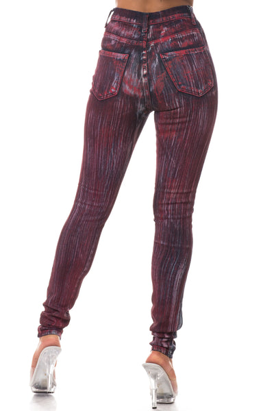 Super High Waisted Brush Painted Skinny Jeans - On the Runway Fashion