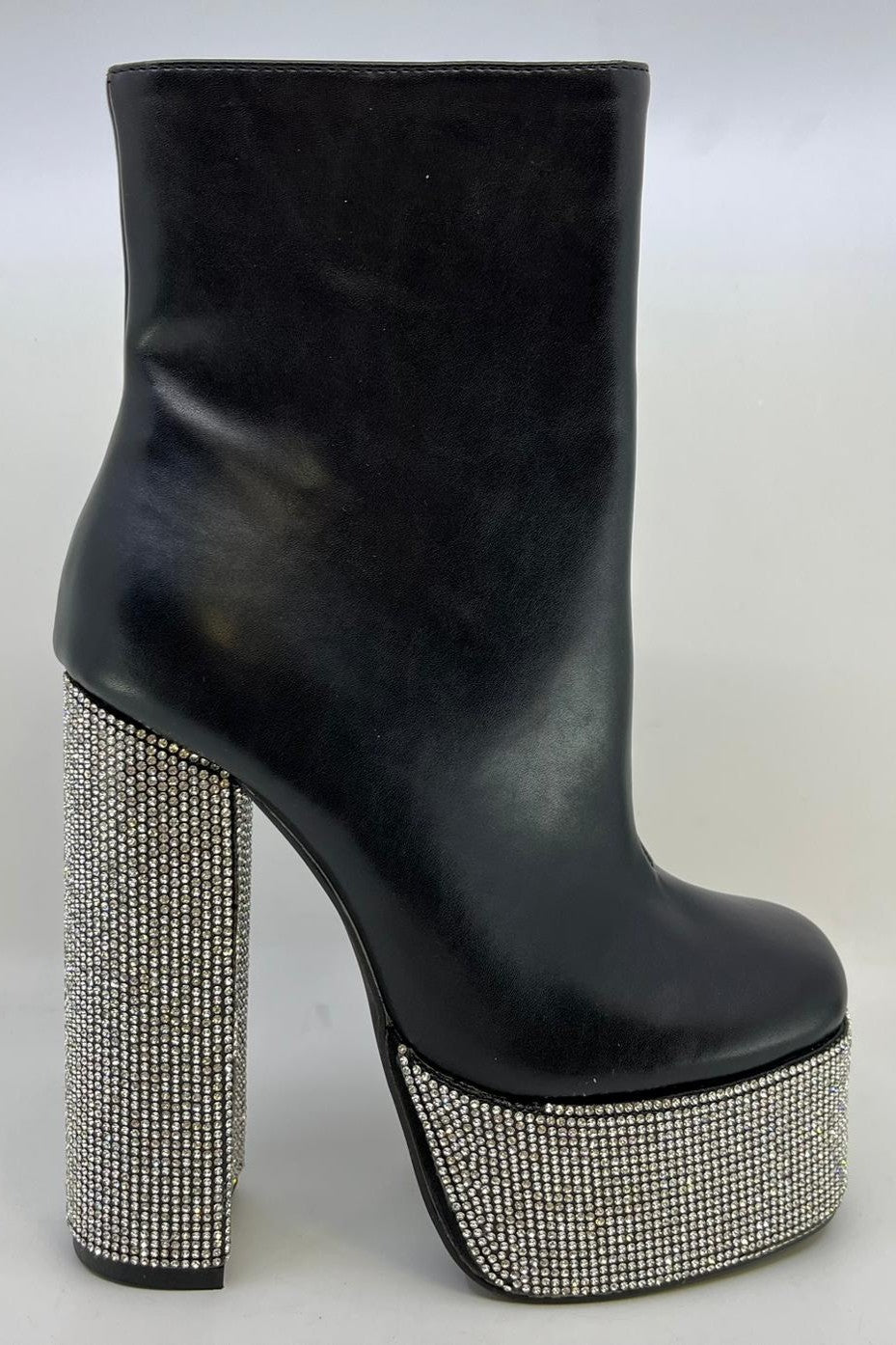 Extra Glammed Embellished Platform Booties - Black