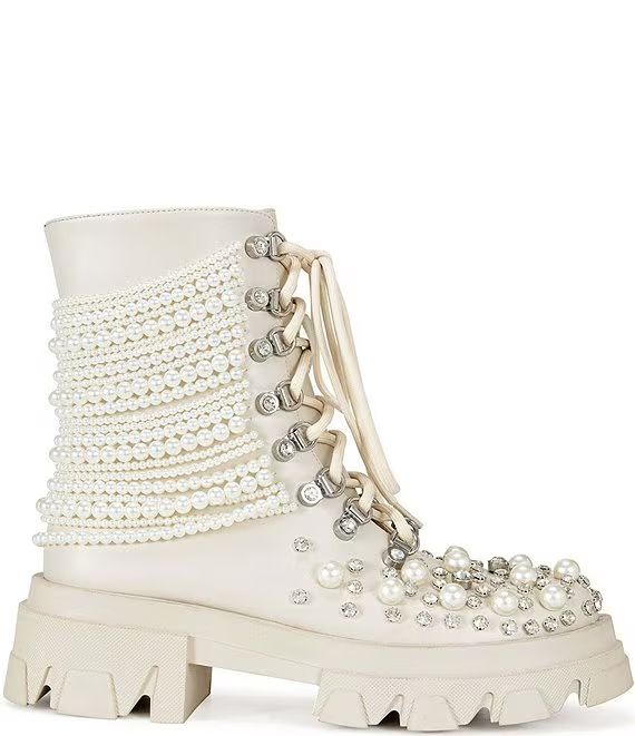 TWINKLEY-BONE PEARL COMBAT BOOTIE - On the Runway Fashion