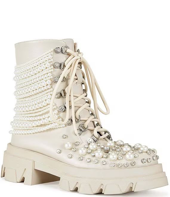 TWINKLEY-BONE PEARL COMBAT BOOTIE - On the Runway Fashion