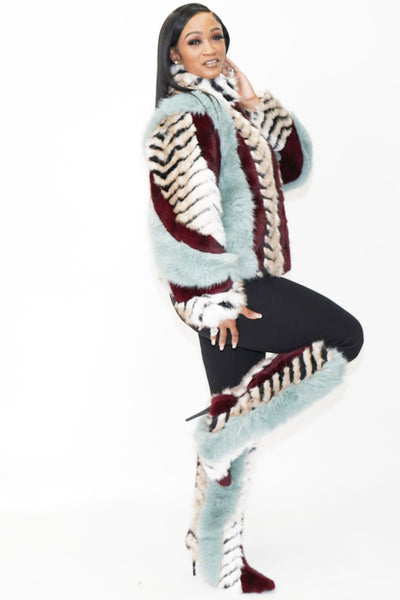 BRIASH BLUE MULTI FUR HIDDEN WEDGE BOOTIE - On the Runway Fashion