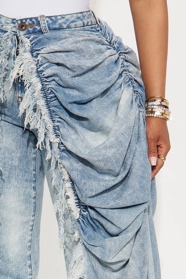 La Belle Skirt Overlay Straight Leg Jeans
