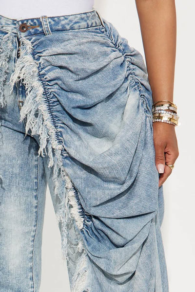 La Belle Skirt Overlay Straight Leg Jeans