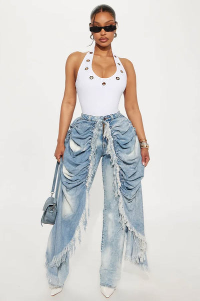 La Belle Skirt Overlay Straight Leg Jeans