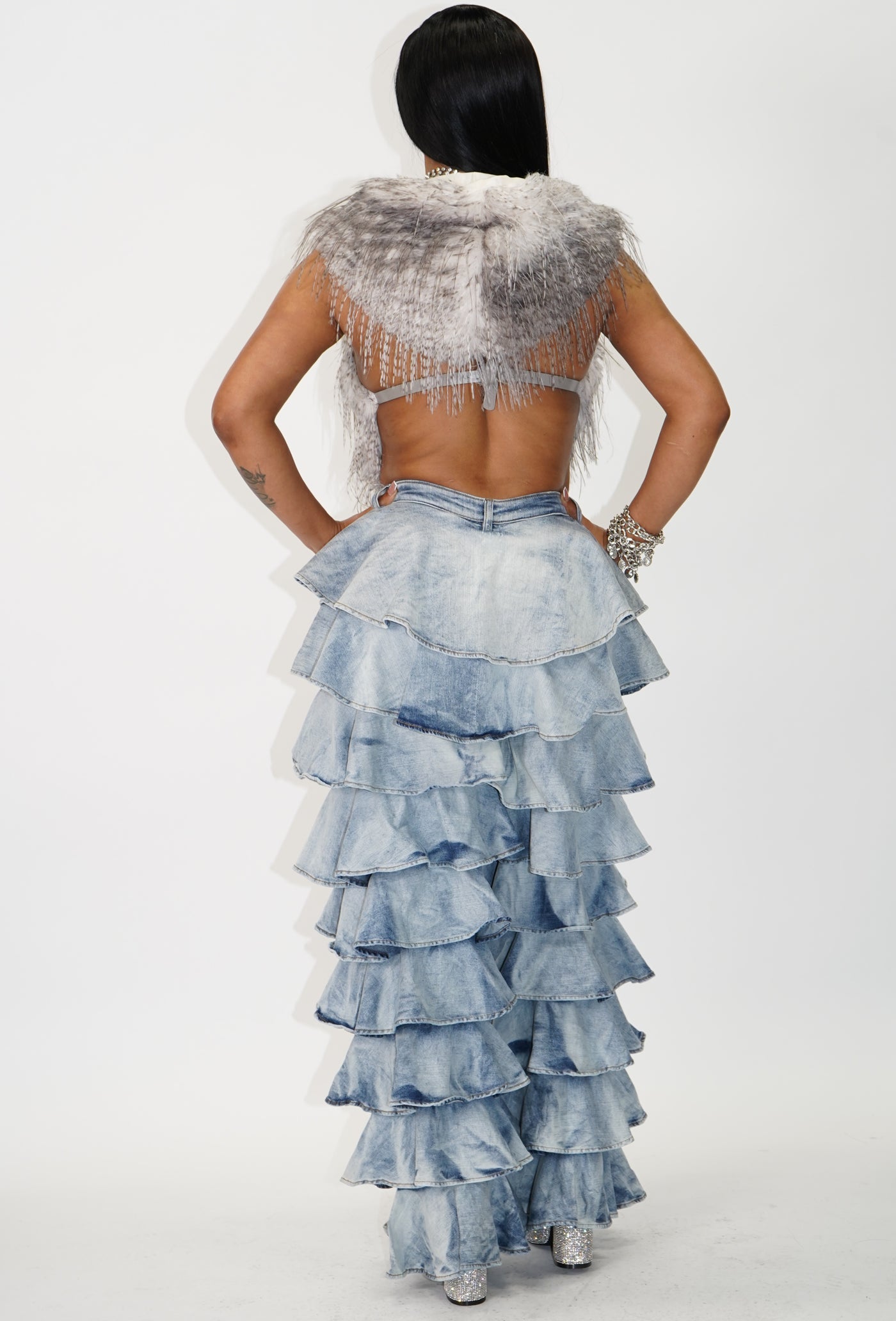 LOOK THIS WAY RUFFLE DENIM PANT