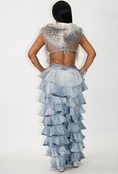 LOOK THIS WAY RUFFLE DENIM PANT