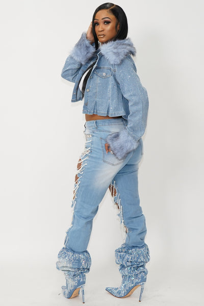 DISTRESSED LIFE DENIM PANT - On the Runway Fashion