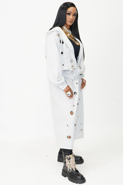 Eyelet Tracksuit Bottoms Grey - On the Runway Fashion