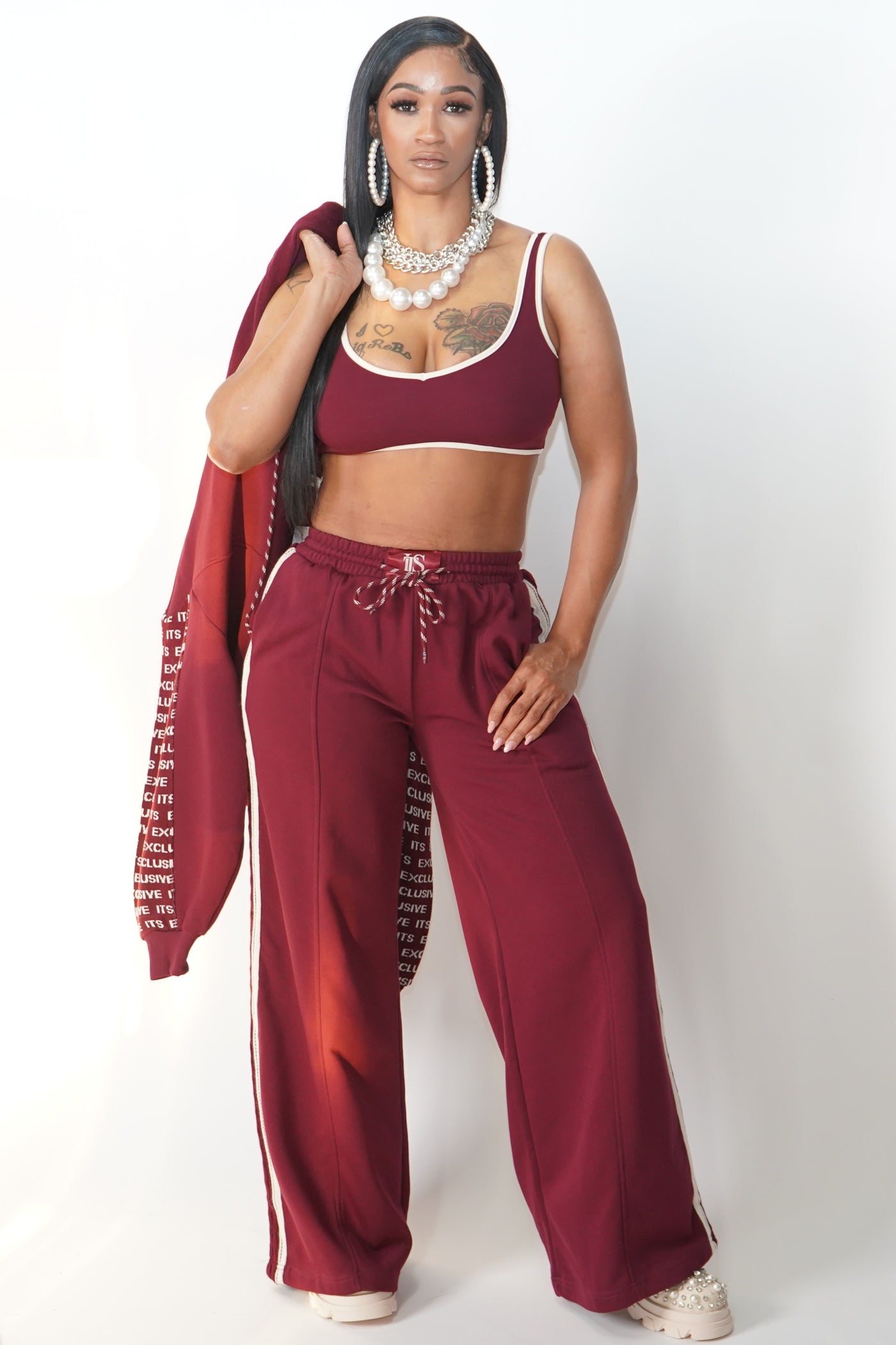 Burgundy Knitted 3-Piece Suit