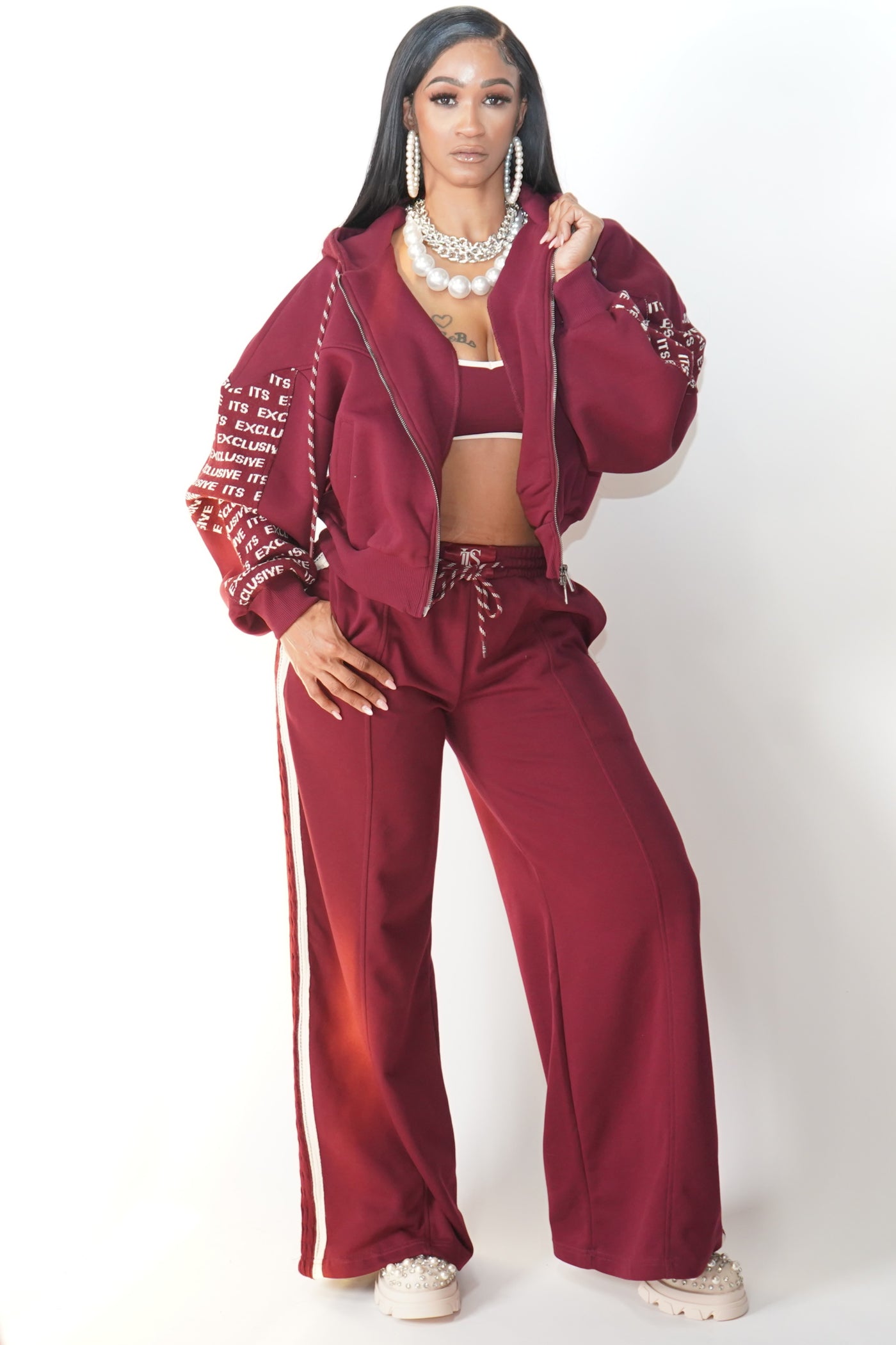 Burgundy Knitted 3-Piece Suit