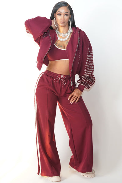 Burgundy Knitted 3-Piece Suit