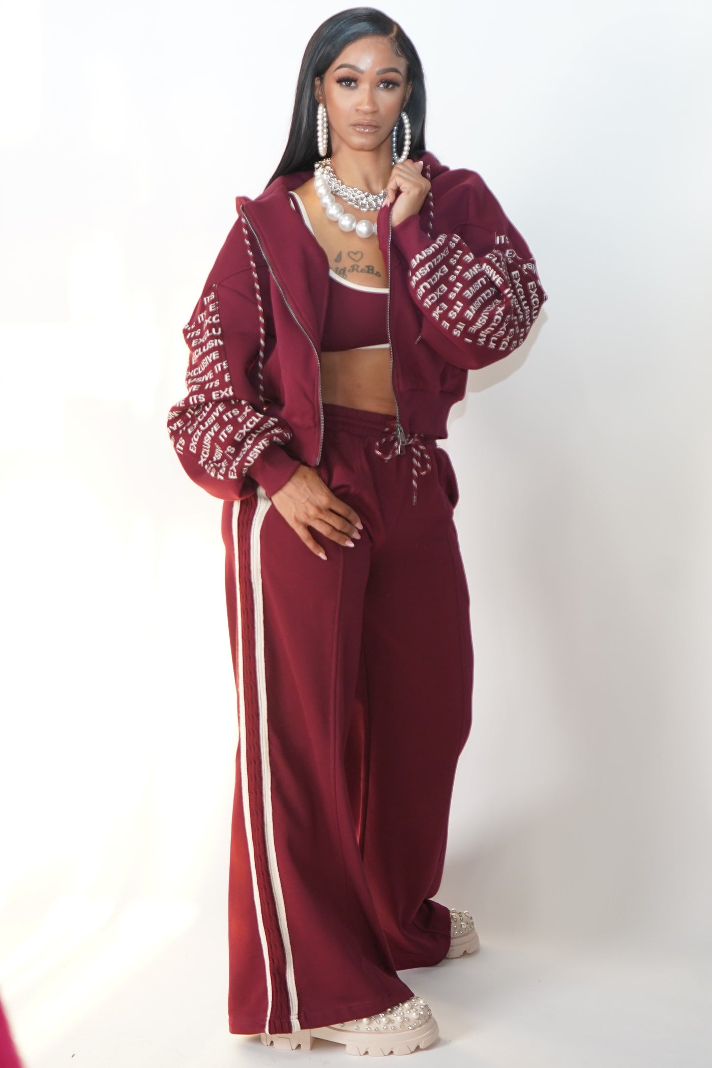 Burgundy Knitted 3-Piece Suit