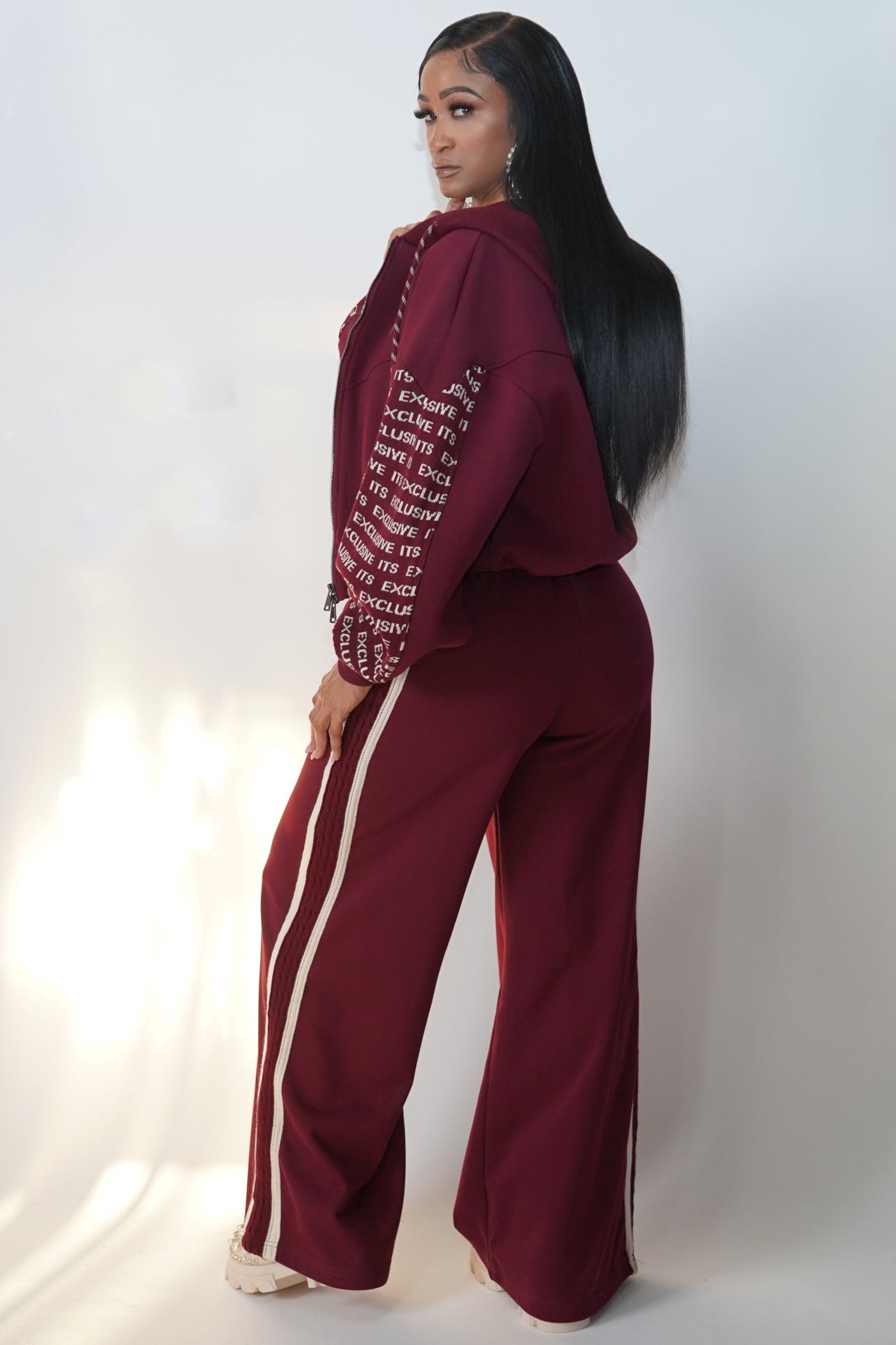 Burgundy Knitted 3-Piece Suit