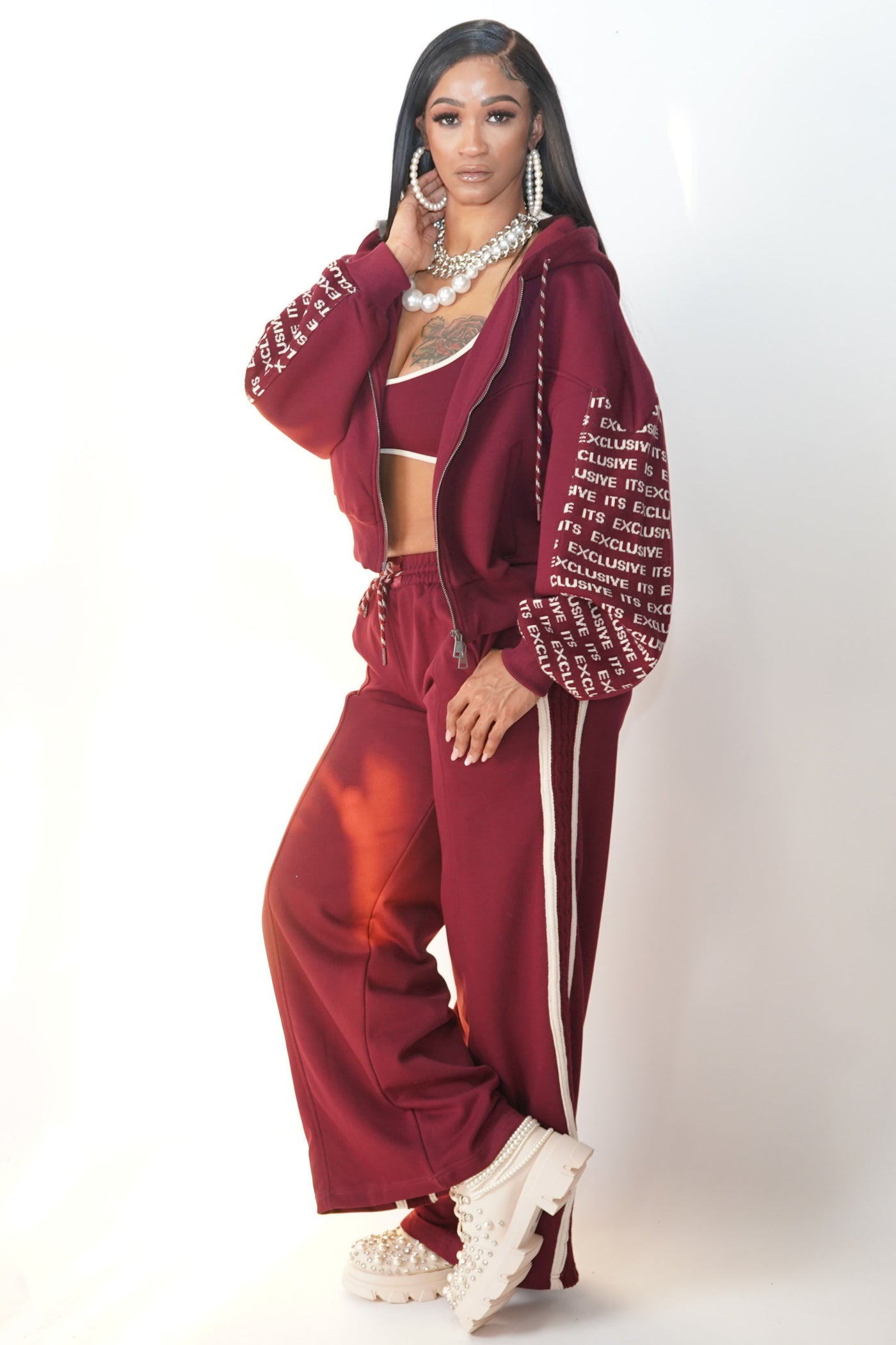 Burgundy Knitted 3-Piece Suit