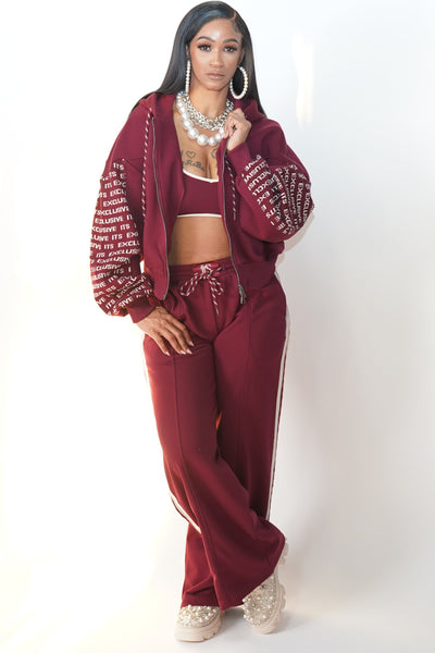 Burgundy Knitted 3-Piece Suit