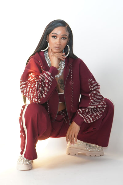 Burgundy Knitted 3-Piece Suit