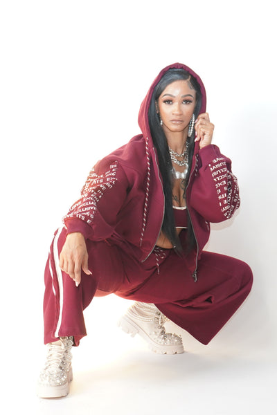 Burgundy Knitted 3-Piece Suit