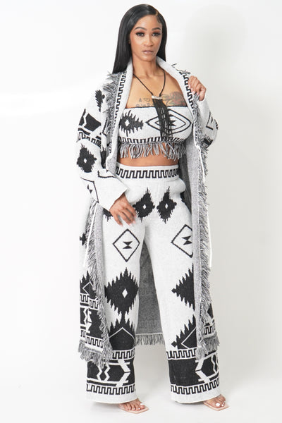 Jacquard Knit Cardigan set