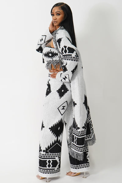 Jacquard Knit Cardigan set