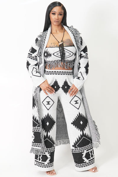 Jacquard Knit Cardigan set