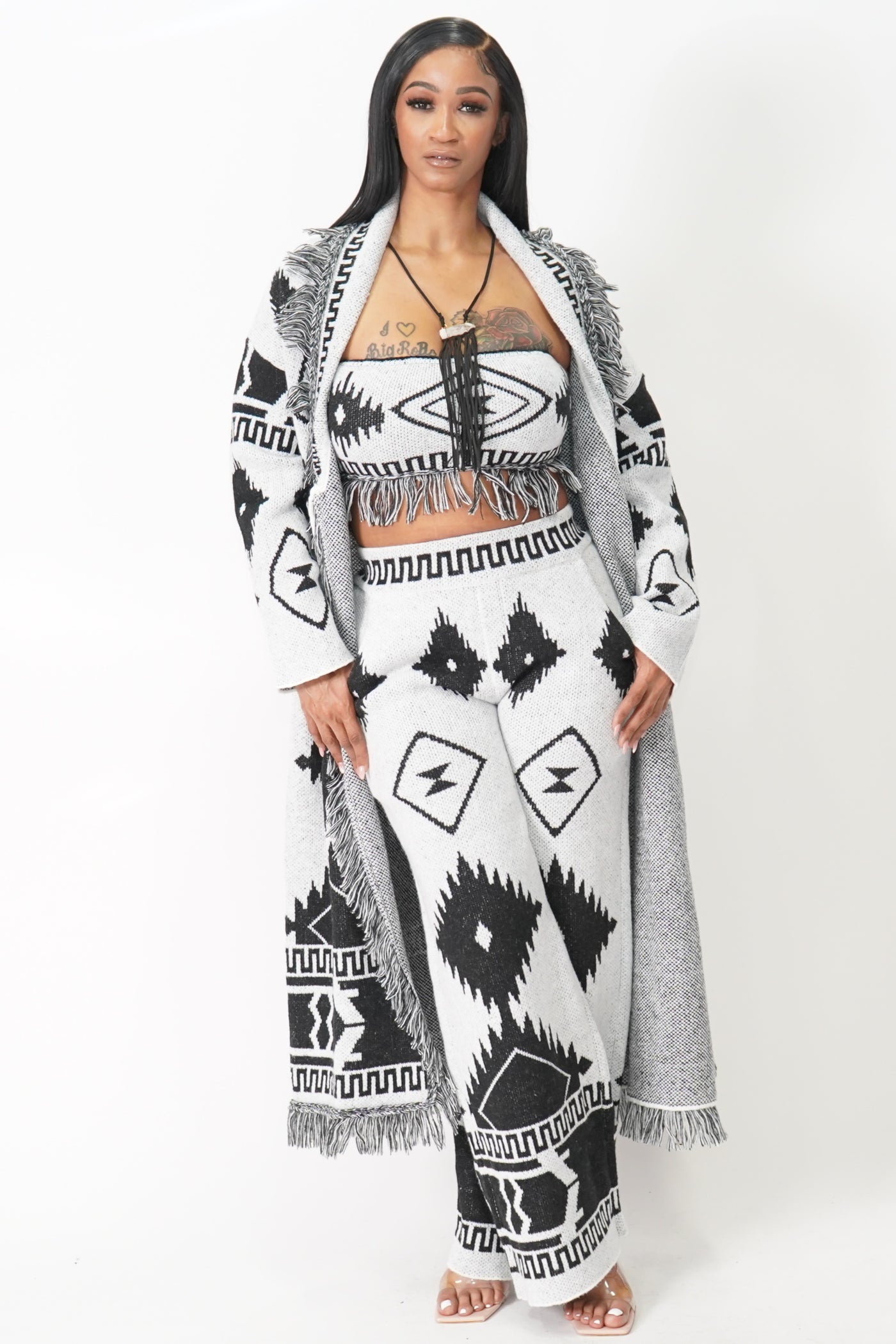 Jacquard Knit Cardigan set