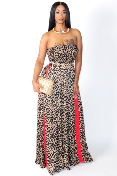 Leopard Strapless Jumpsuit - On the Runway Fashion