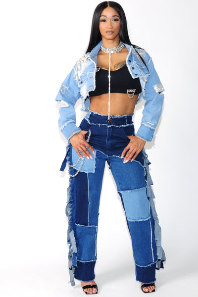 PATCHWORK REBEL DENIM PANTS - On the Runway Fashion