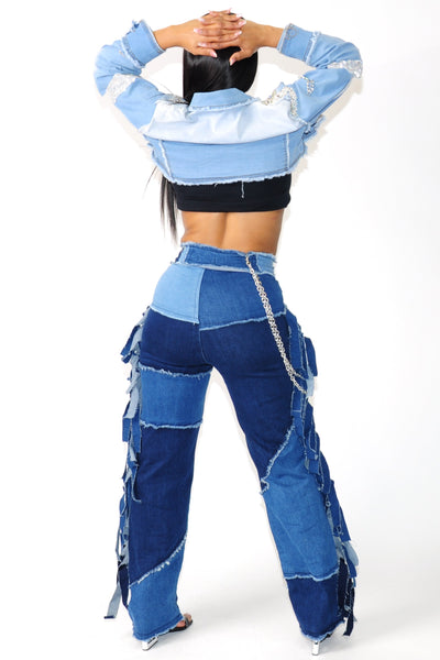 PATCHWORK REBEL DENIM PANTS - On the Runway Fashion