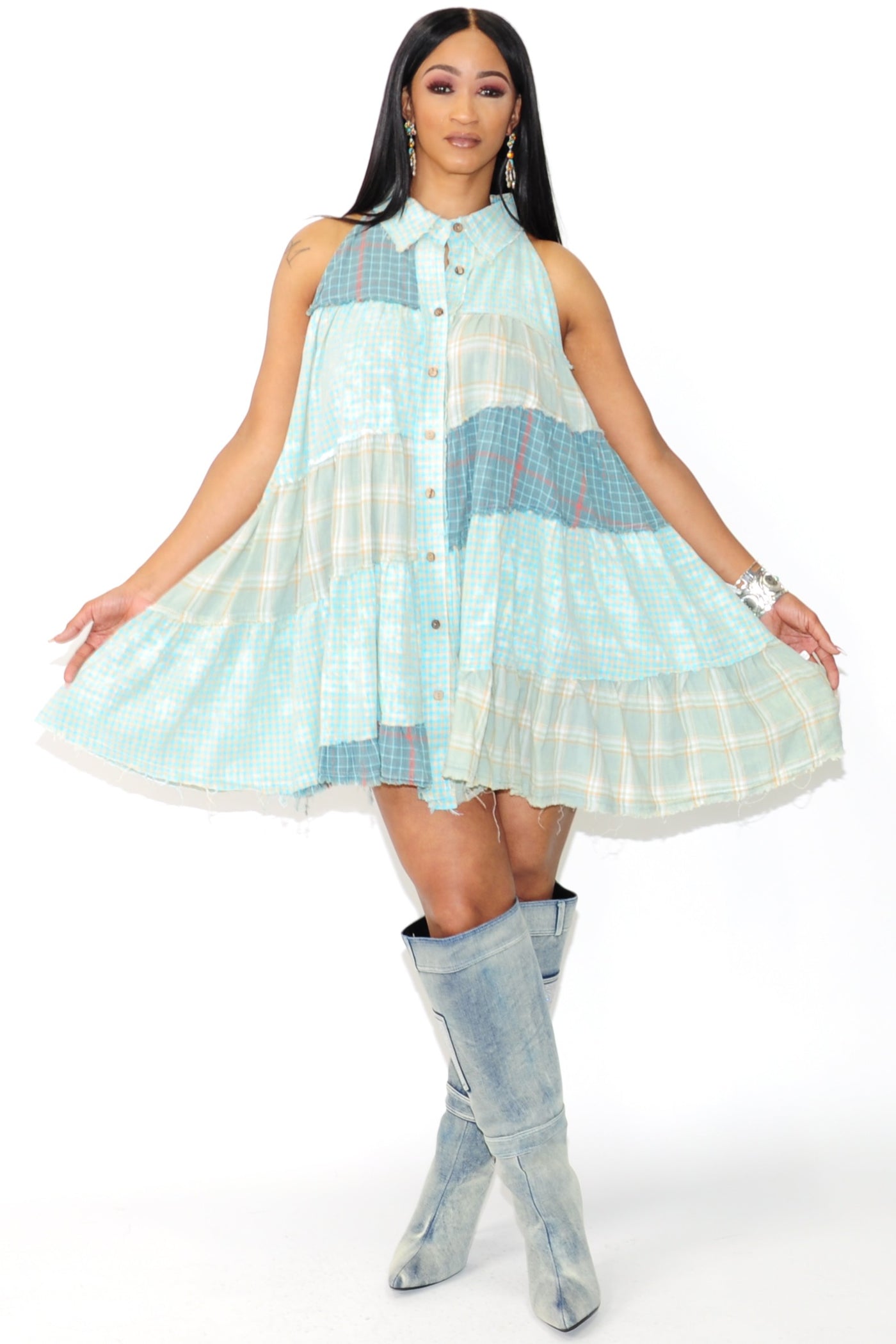 Tiered Plaid Dress - On the Runway Fashion
