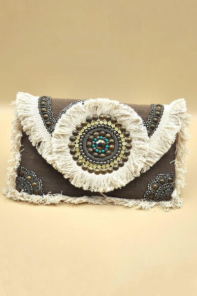 Brown Boho clutch bag - On the Runway Fashion