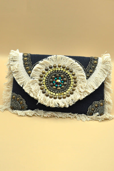 Dark blue Boho clutch bag - On the Runway Fashion