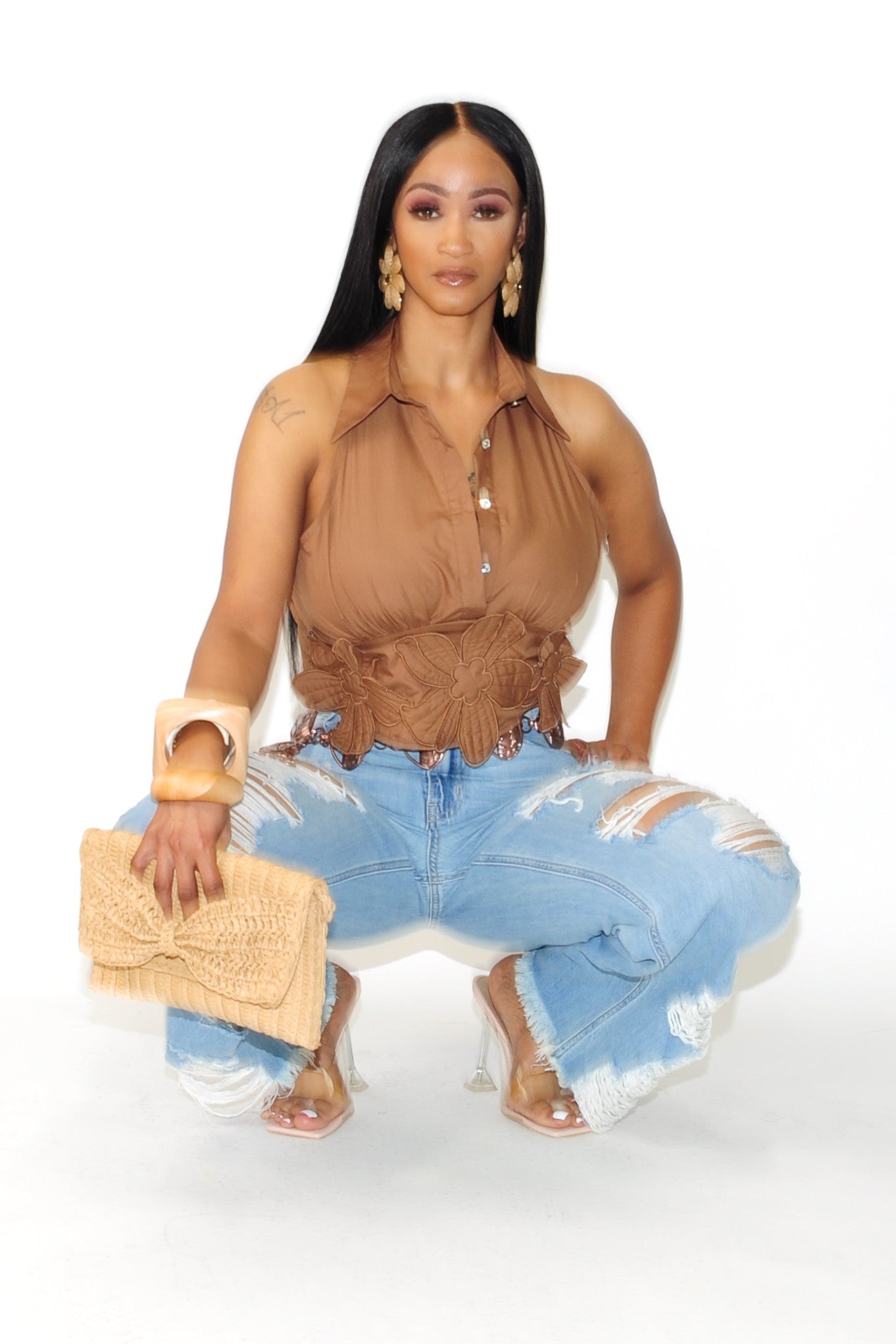 Swept Away Ripped Non Stretch Straight Leg Jeans - On the Runway Fashion