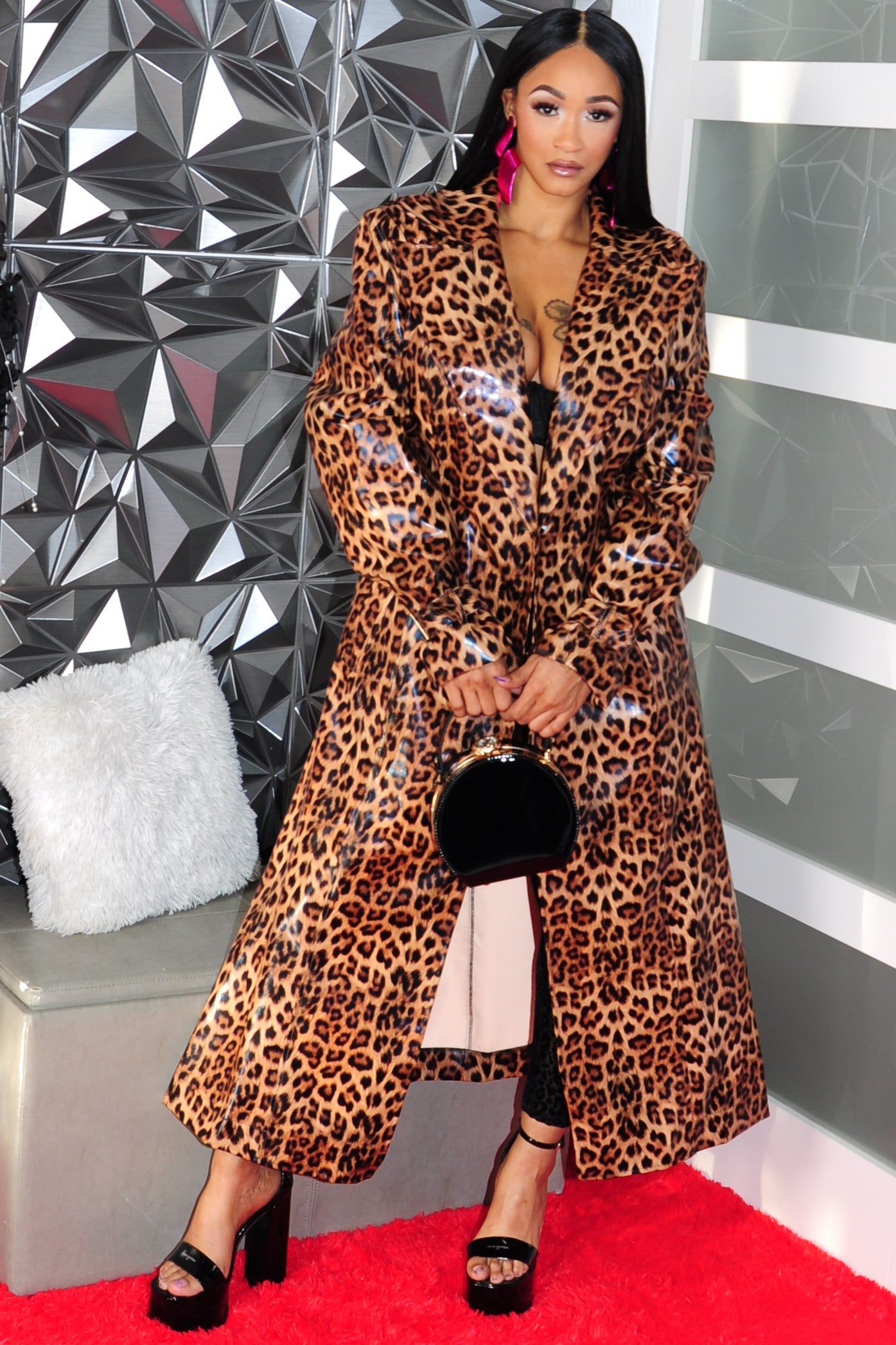 patten leather leopard trench