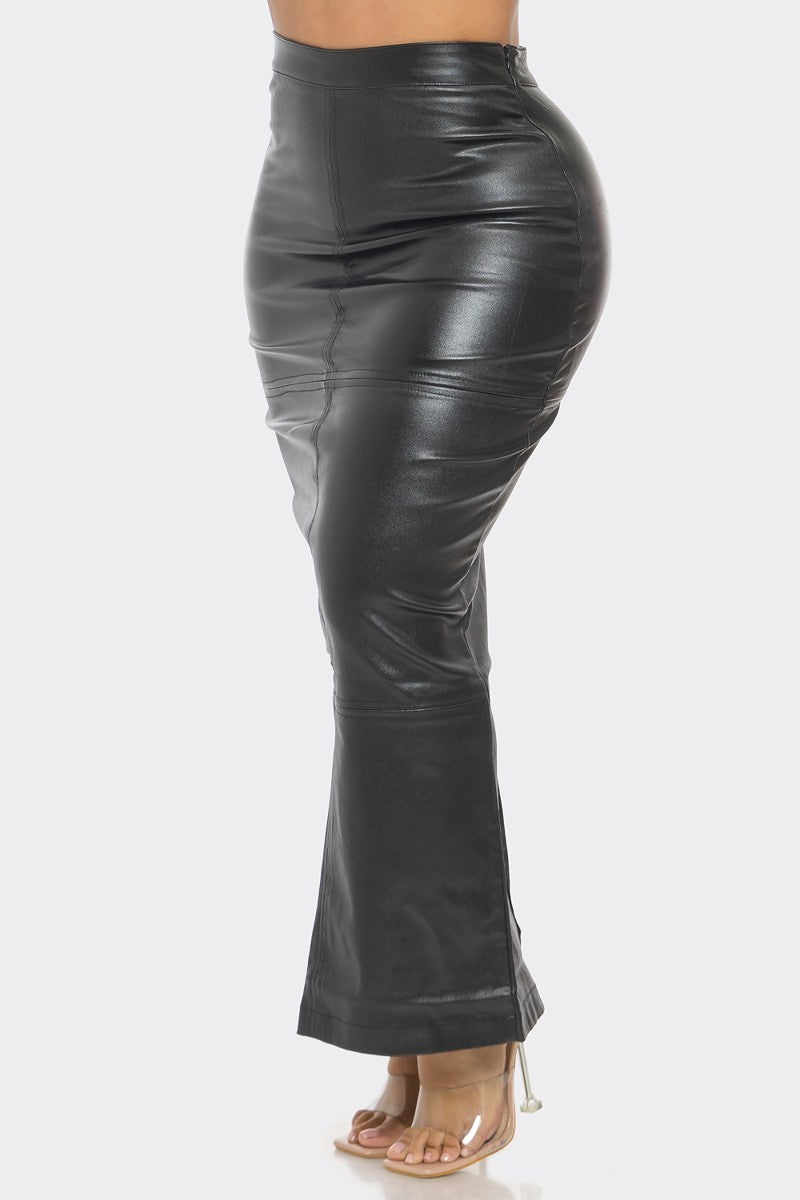 FAUX LEATHER MAXI SKIRT - On the Runway Fashion