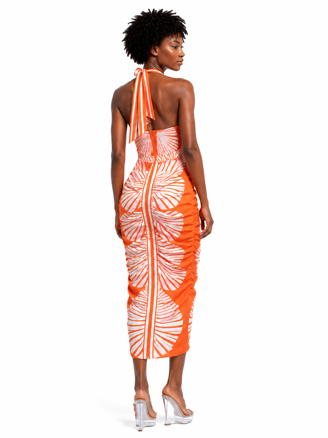 Tropical Sunset Halter Dress M