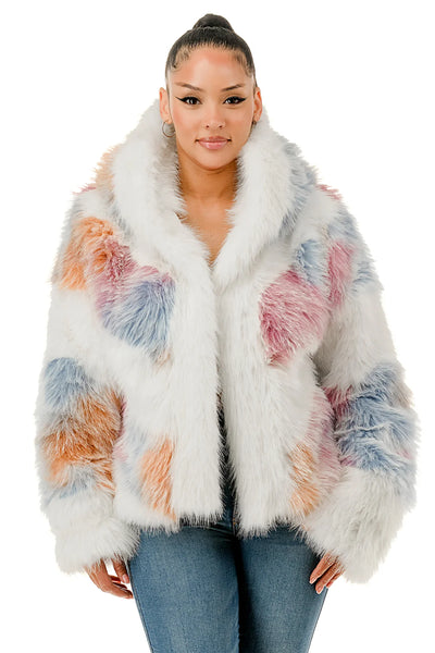 Milti color Faux Fur Coat