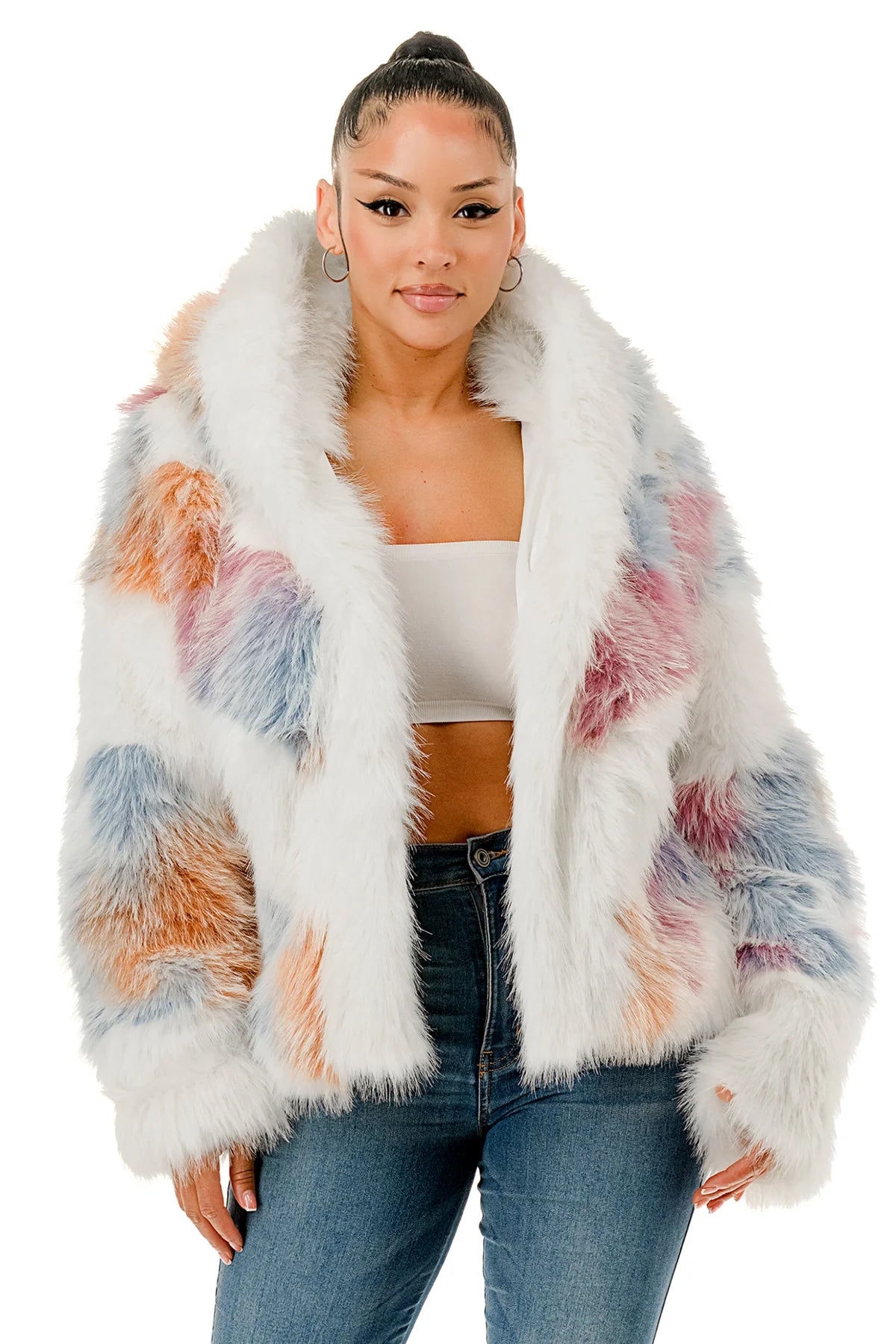 Milti color Faux Fur Coat