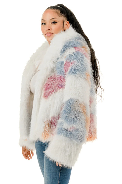 Milti color Faux Fur Coat