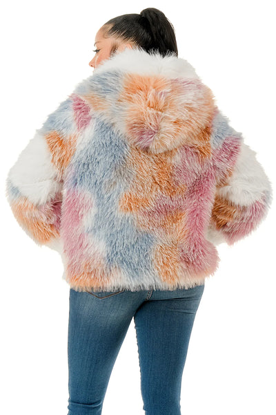 Milti color Faux Fur Coat