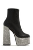 Extra Glammed Embellished Platform Booties - Black - On the Runway Fashion
