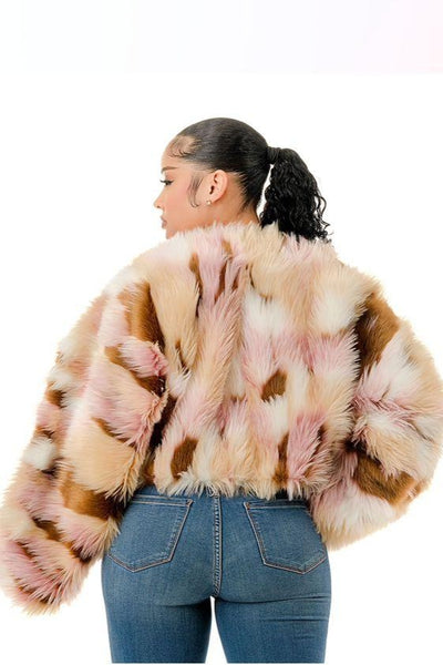 Multi color fur coat