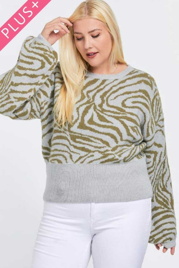 ANIMAL PRINTED BOAT NECK SWEATER - On the Runway Fashion